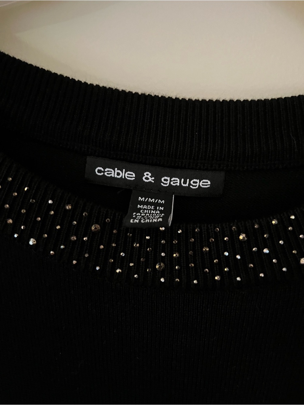 Cable & Gauge Black Crewneck Sweater with Sparkle Accents - Picture 3 of 5